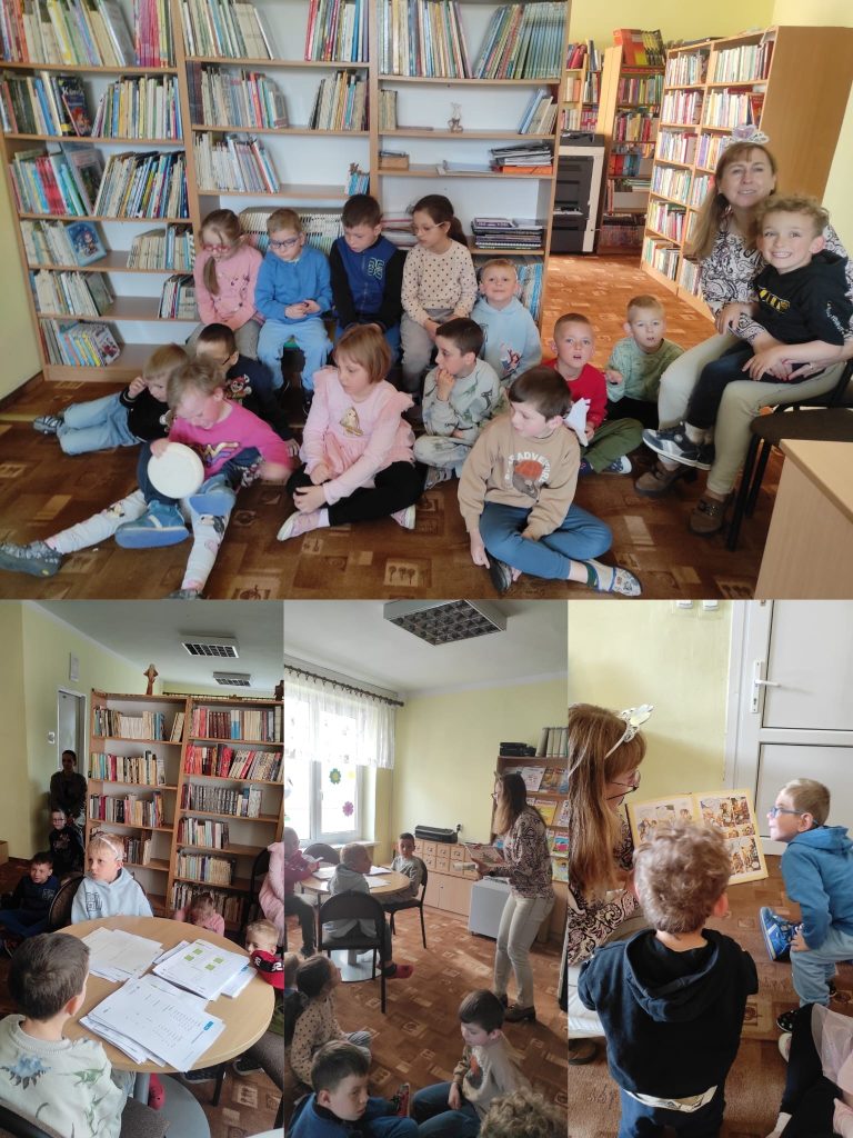 Przedszkolaki  w bibliotece.